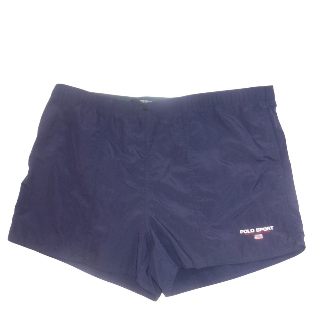 Polo Sport Ralph Lauren Mens Navy Blue Nylon Swim Trunks XL Vintage Shorts